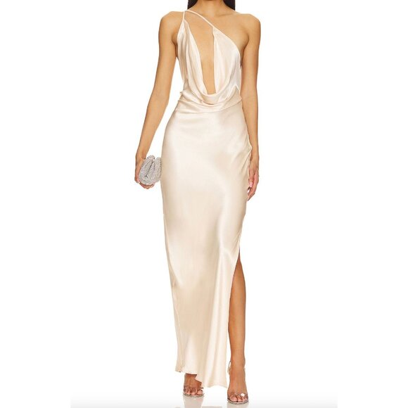 NEW SNDYS Johanna Cowl Neck Maxi Dress in Champagne NWT - Size M - Picture 1 of 10